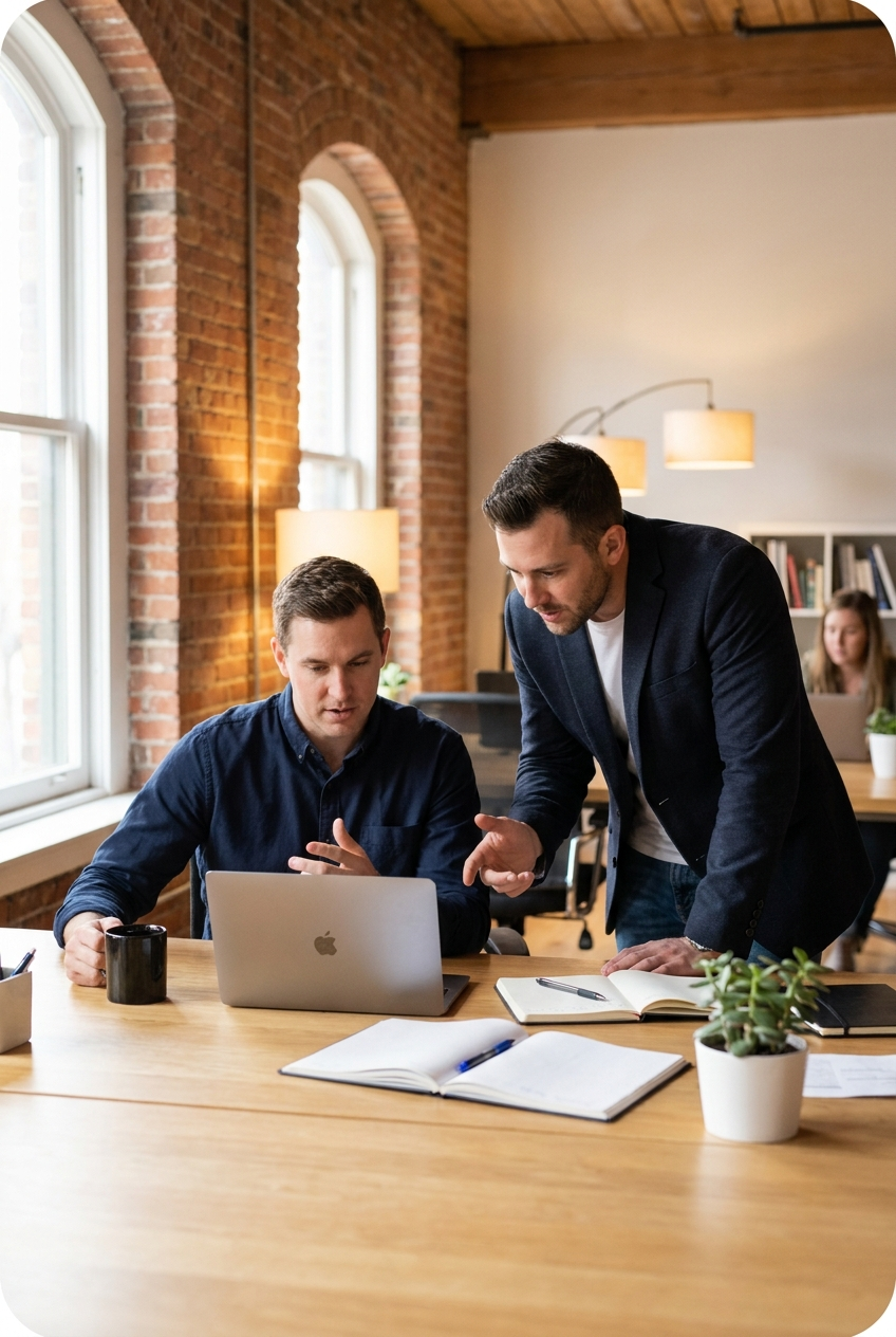 AI consultant helping a business team plan practical workflows